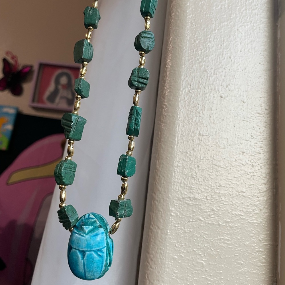 Vintage Elegant Egyptian scarab Turquoise Necklace